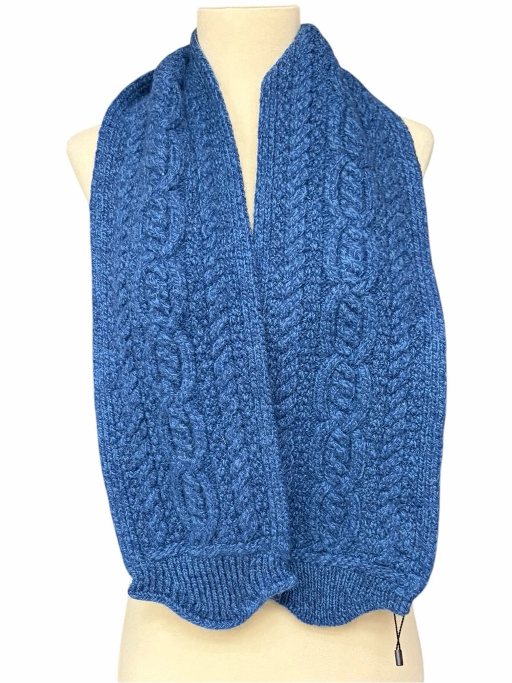 Blarney Woollen Mills Blue Merino Wool Aran Shoulder Wrap Ireland